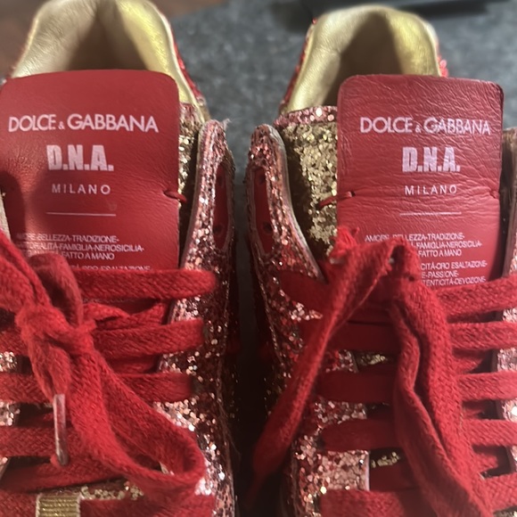 Dolce & Gabbana Gold,Red,Pink Glitter Sneakers Size 36 It - Picture 5 of 6